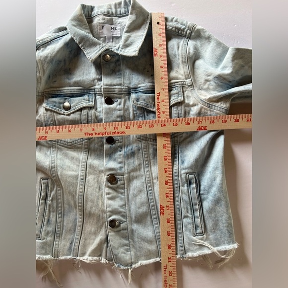 FRAME acid wash distressed in Cloud blue jean jacket sz L tie-dye festival - Picture 10 of 13
